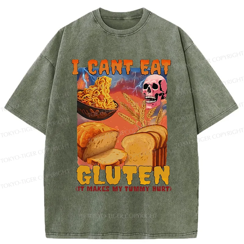 Tokyo-Tiger I Can't Eat Gluten Washed T-Shirt