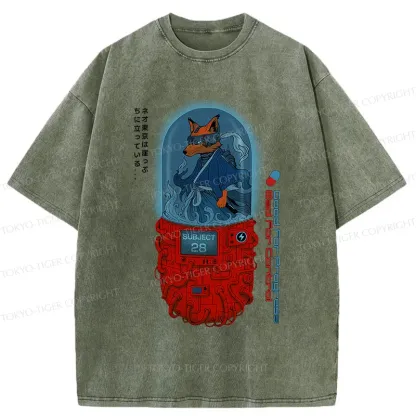 Tokyo-Tiger Fox Samurai Washed T-Shirt