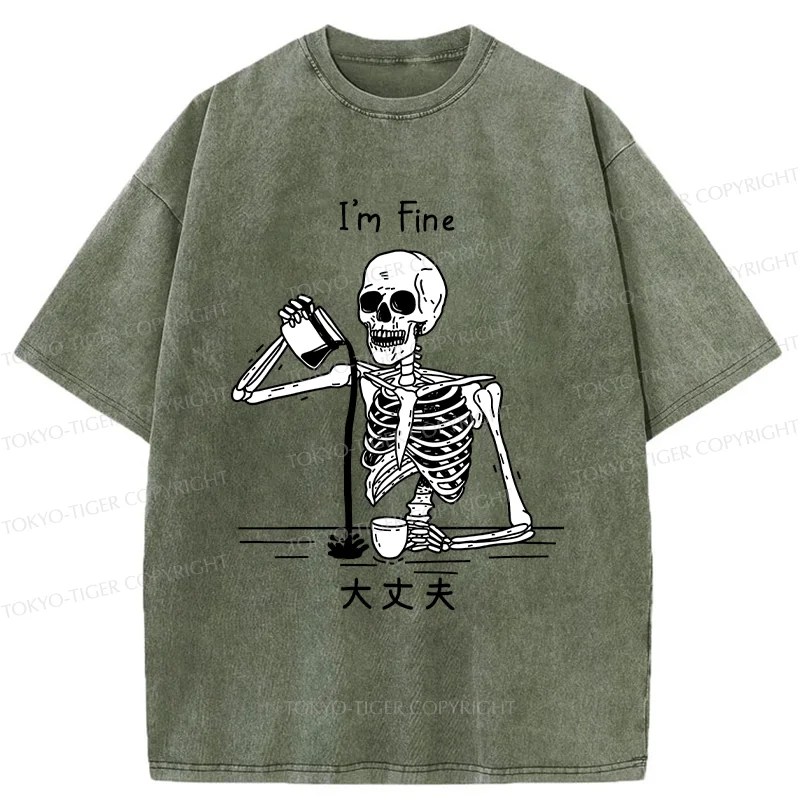 Tokyo-Tiger Restless Skeleton Washed T-Shirt