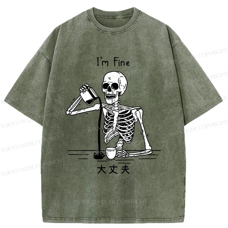Tokyo-Tiger Restless Skeleton Washed T-Shirt