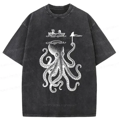 Tokyo-Tiger Octopus Disguised As Shark Washed T-Shirt