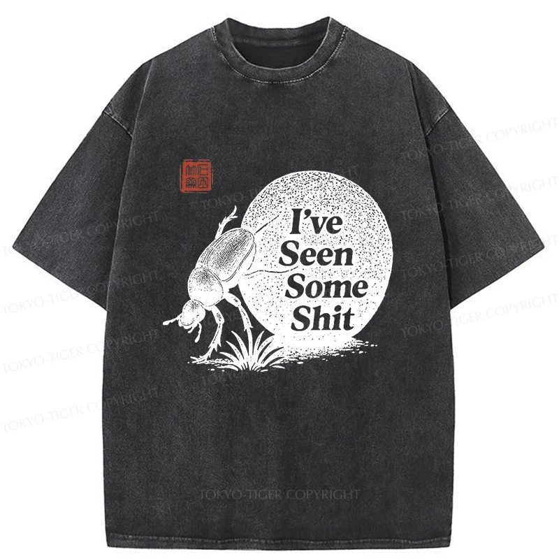 Tokyo-Tiger Funny Dung Beetle Washed T-Shirt