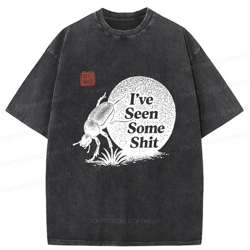 Tokyo-Tiger Funny Dung Beetle Washed T-Shirt