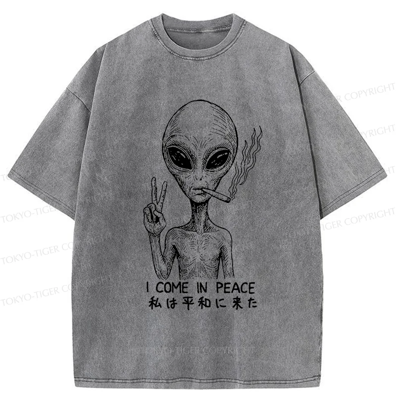 Tokyo-Tiger Aliens Come In Peace Washed T-Shirt