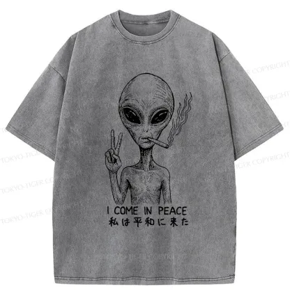 Tokyo-Tiger Aliens Come In Peace Washed T-Shirt