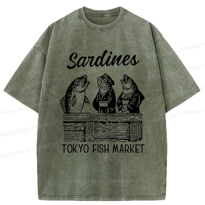 Tokyo-Tiger Sardine Merchant Washed T-Shirt