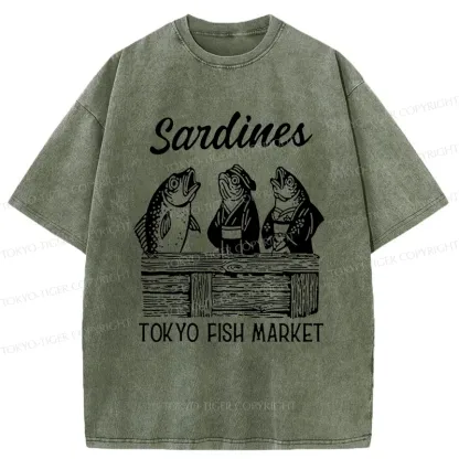 Tokyo-Tiger Sardine Merchant Washed T-Shirt