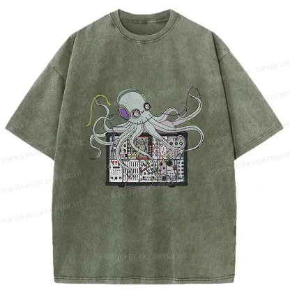 Tokyo-Tiger Octopus Synthesizer Washed T-Shirt
