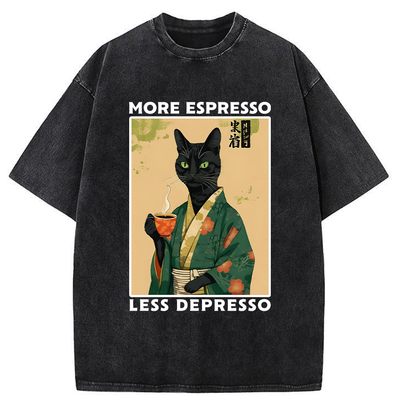 Tokyo-Tiger More Caffeine Less Sadness Washed T-Shirt