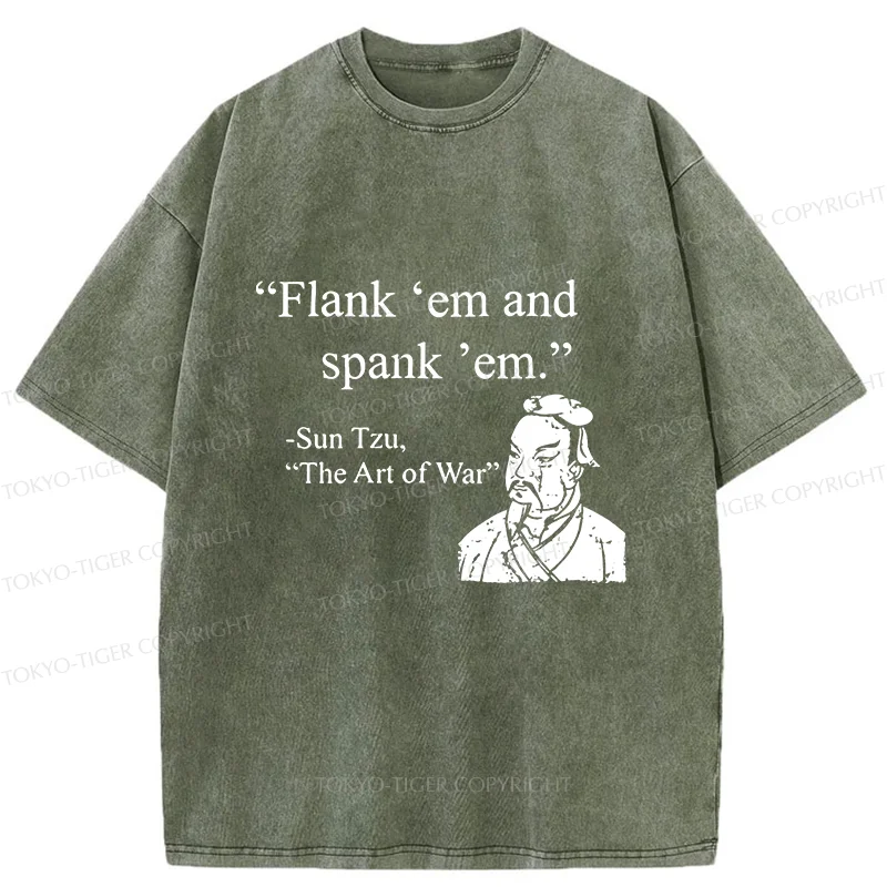 Tokyo-Tiger The Art Of War Funny Washed T-Shirt