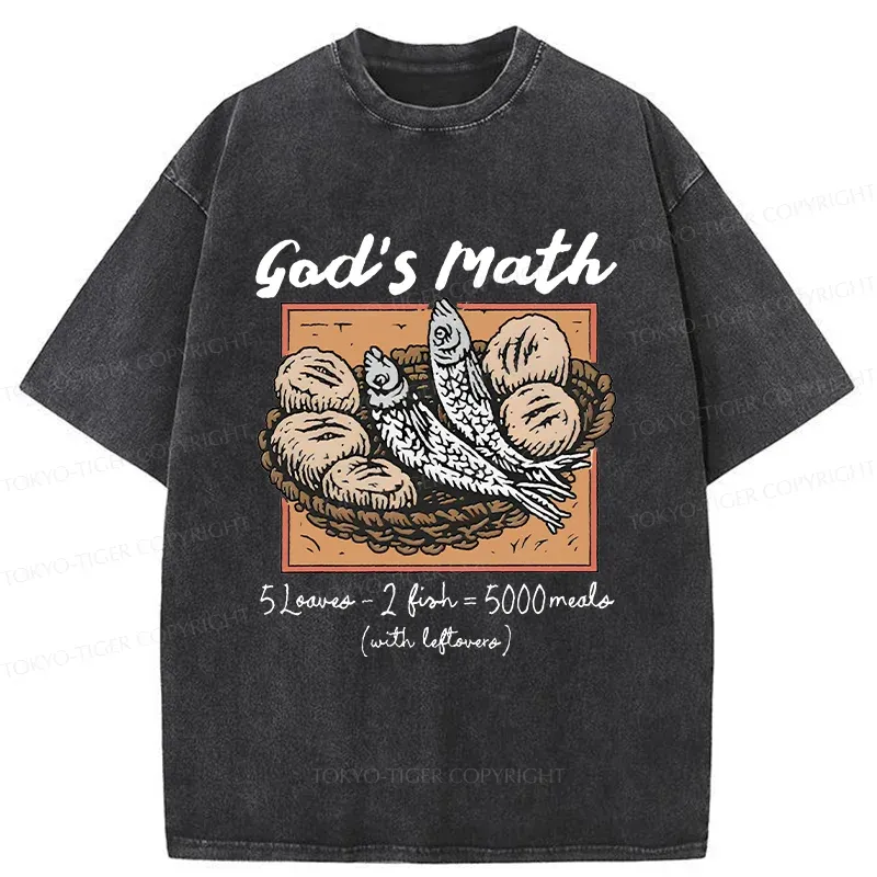 Tokyo-Tiger Five Loaves And Two Fishes Washed T-Shirt