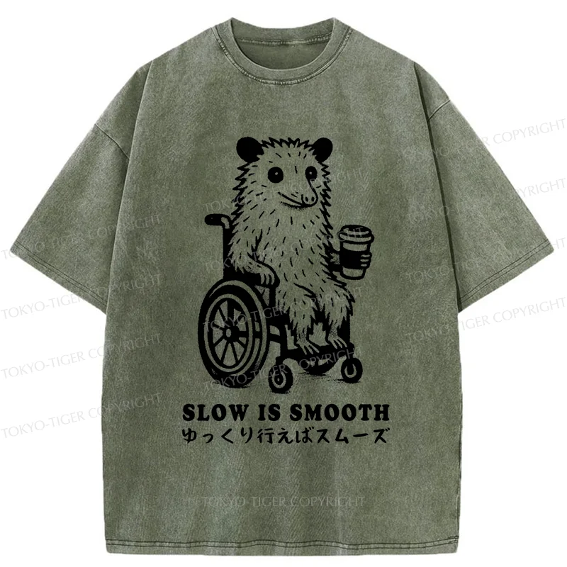 Tokyo-Tiger Possum In A Wheelchair Washed T-Shirt