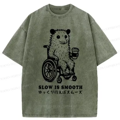 Tokyo-Tiger Possum In A Wheelchair Washed T-Shirt