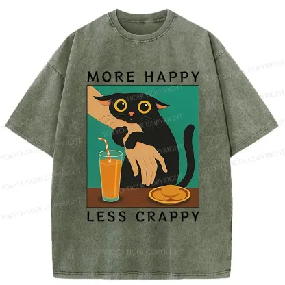 Tokyo-Tiger Cat Hugging Person Washed T-Shirt