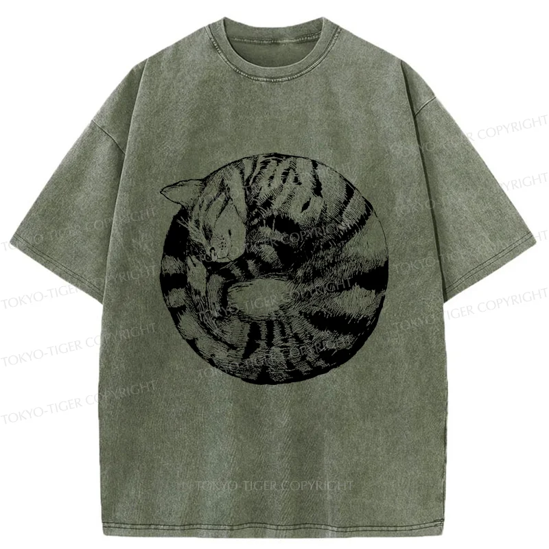 Tokyo-Tiger A Plate Of Cat Washed T-Shirt
