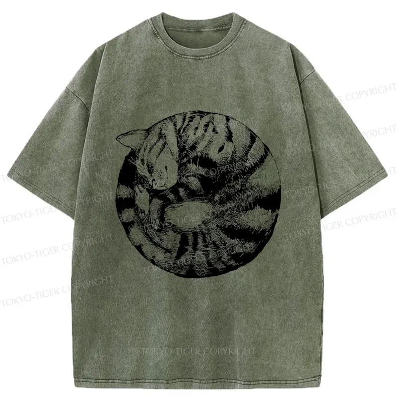 Tokyo-Tiger A Plate Of Cat Washed T-Shirt