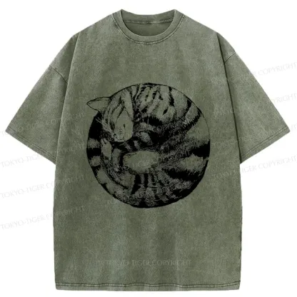 Tokyo-Tiger A Plate Of Cat Washed T-Shirt