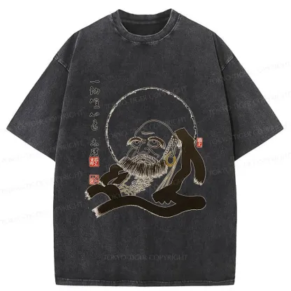 Tokyo-Tiger Funny Buddha Washed T-Shirt