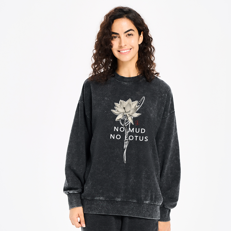 Tokyo-Tiger Japanese Zen Lotus Washed Sweatshirt