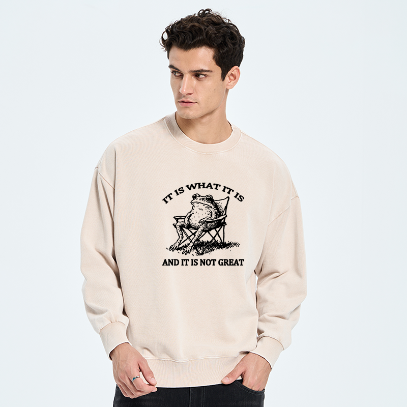 Tokyo-Tiger Resting Frog Funny Washed Sweatshirt