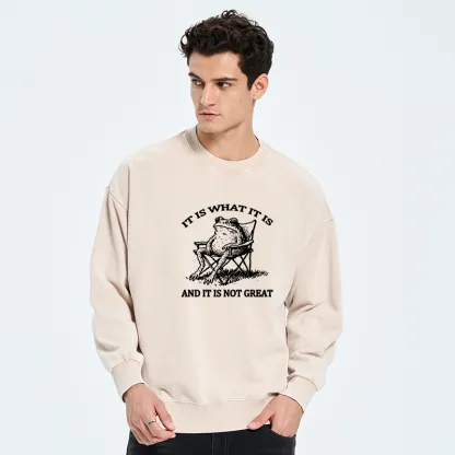 Tokyo-Tiger Resting Frog Funny Washed Sweatshirt