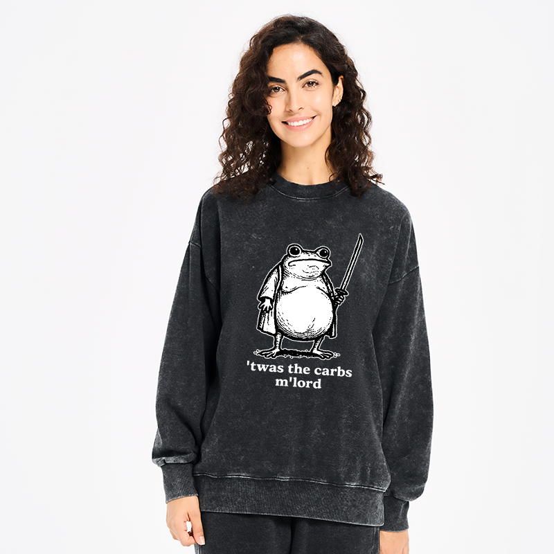 Tokyo-Tiger Funny Fat Samurai Frog Washed Sweatshirt
