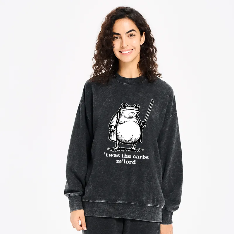 Tokyo-Tiger Funny Fat Samurai Frog Washed Sweatshirt