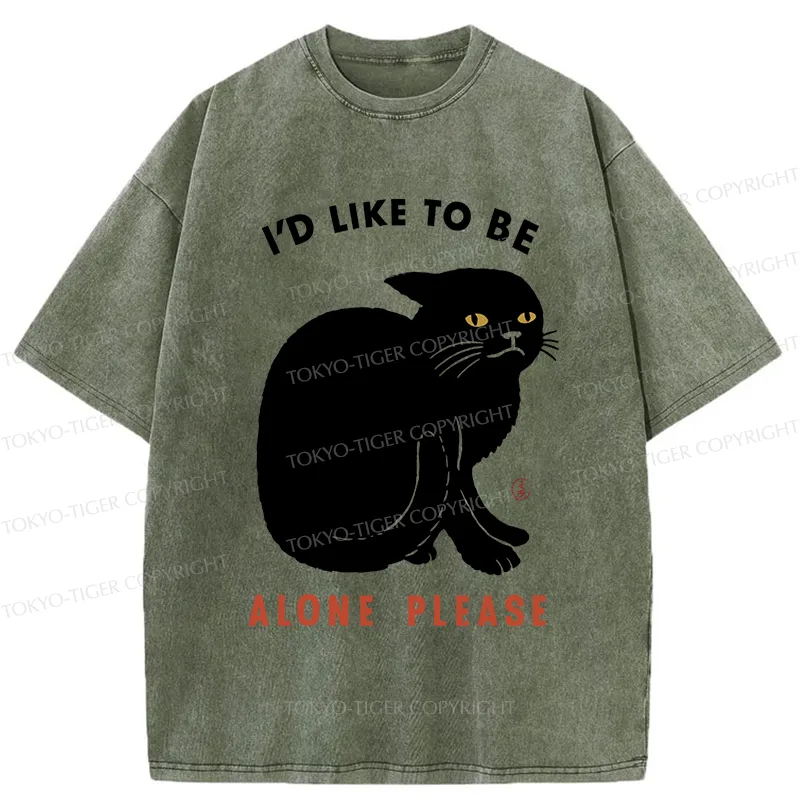 Tokyo-Tiger Cat Alone Japan Washed T-Shirt