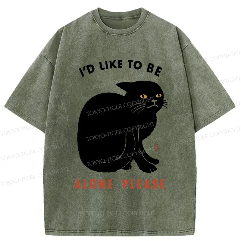 Tokyo-Tiger Cat Alone Japan Washed T-Shirt