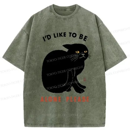 Tokyo-Tiger Cat Alone Japan Washed T-Shirt