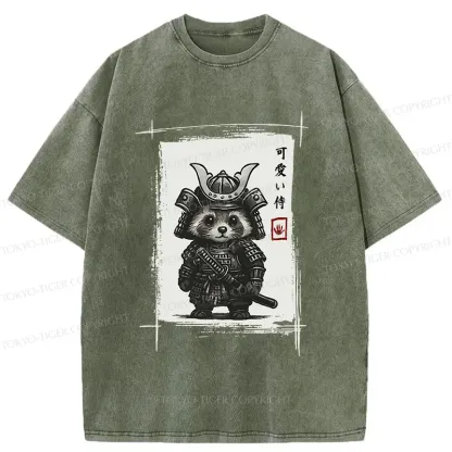 Tokyo-Tiger Samurai Baby Raccoon Washed T-Shirt