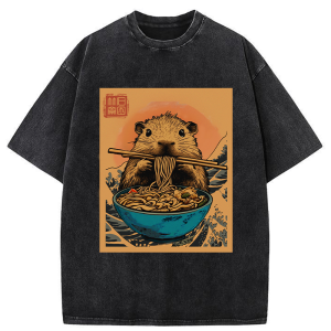 Image of Tokyo-Tiger Opossum Eats Ramen Washed T-Shirt