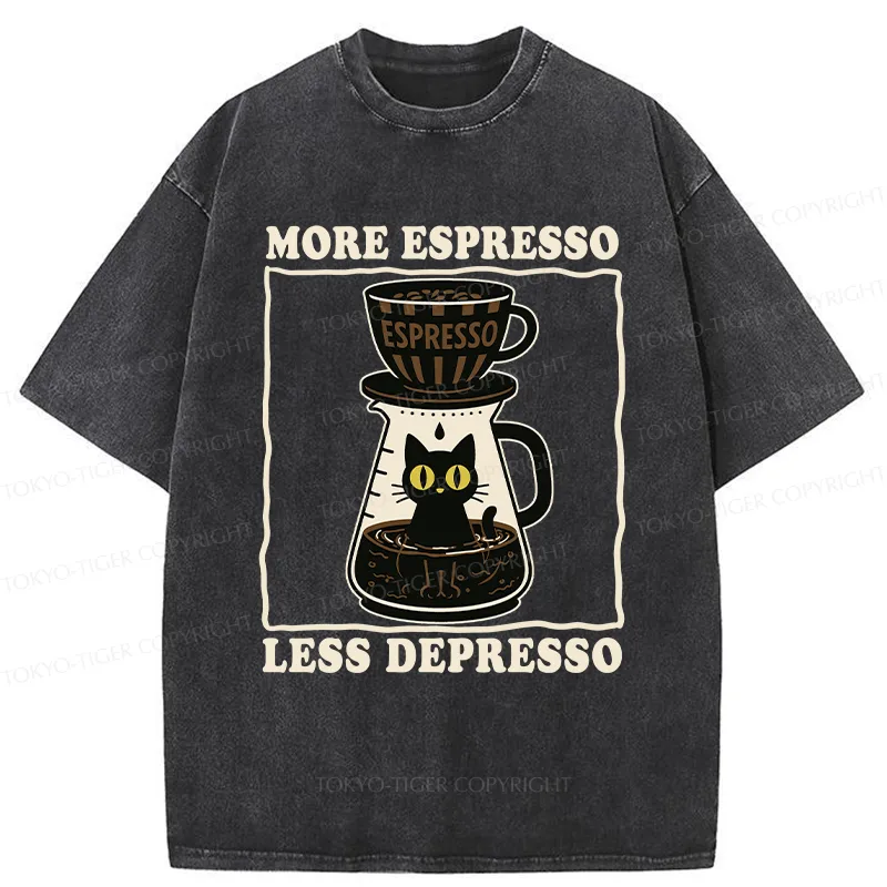 Tokyo-Tiger Cats And Coffee Washed T-Shirt