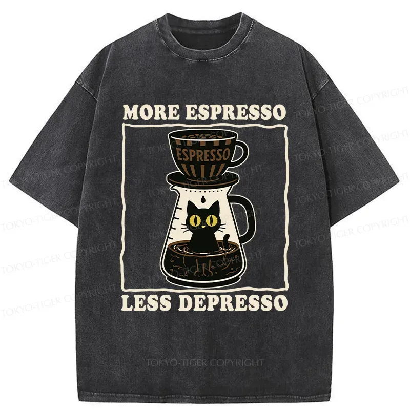 Tokyo-Tiger Cats And Coffee Washed T-Shirt