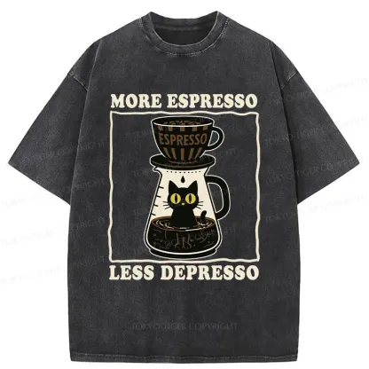 Tokyo-Tiger Cats And Coffee Washed T-Shirt