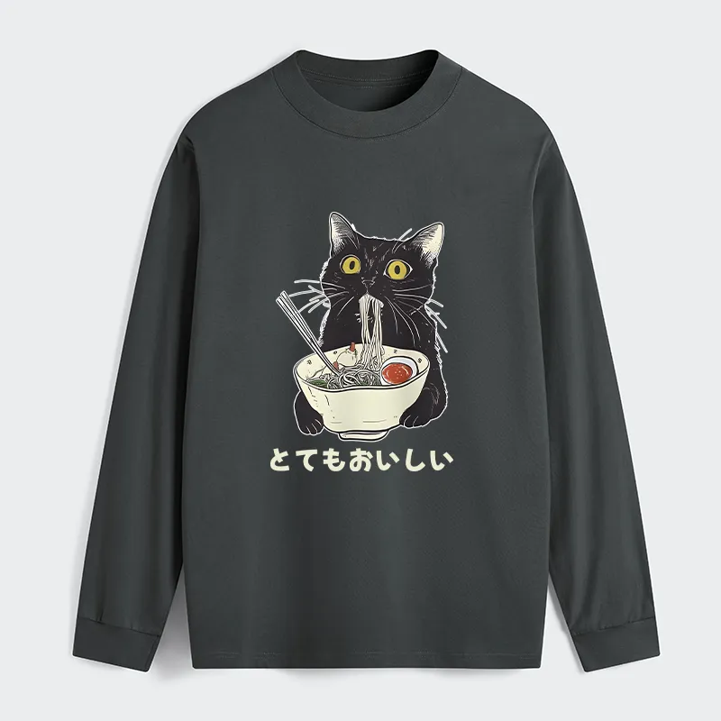 Tokyo-Tiger Cats Eat Ramen Noodles Classic Long Sleeve T-Shirt