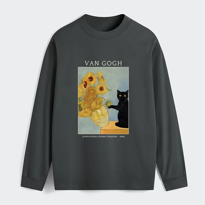 Tokyo-Tiger Black Cat With Sunflowers Classic Long Sleeve T-Shirt