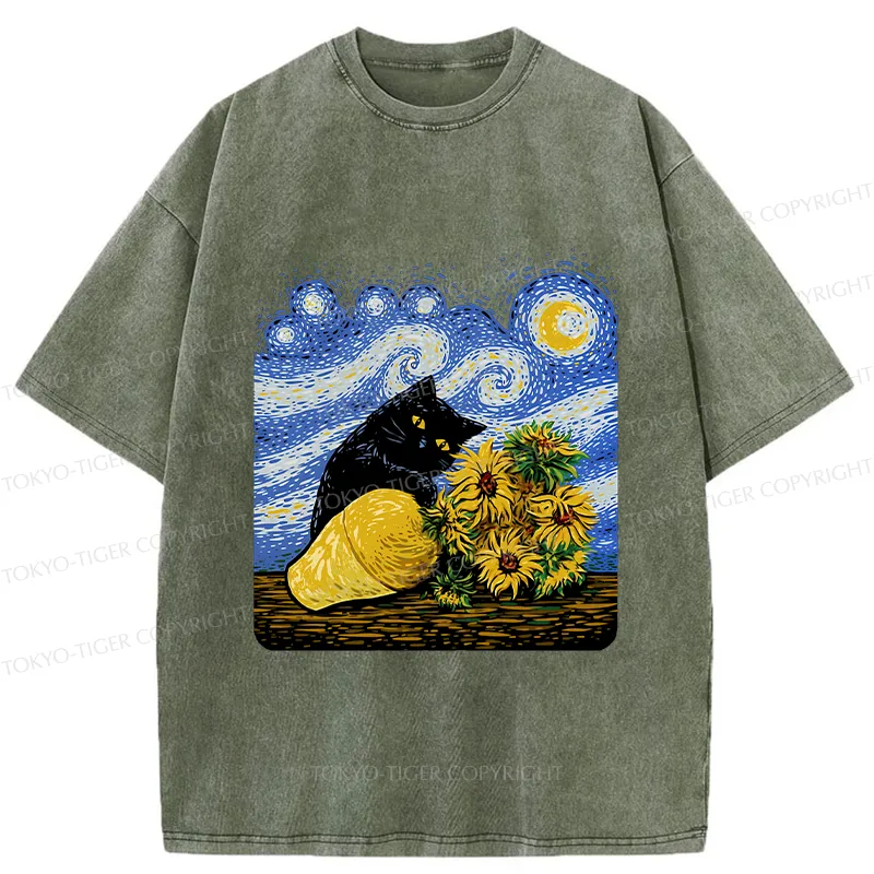 Tokyo-Tiger Cat Knocked Over The Vase Washed T-Shirt