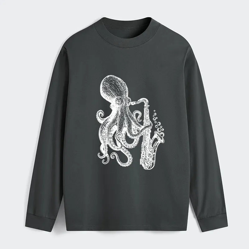 Tokyo-Tiger Octopus Playing Saxophone Classic Long Sleeve T-Shirt Sale