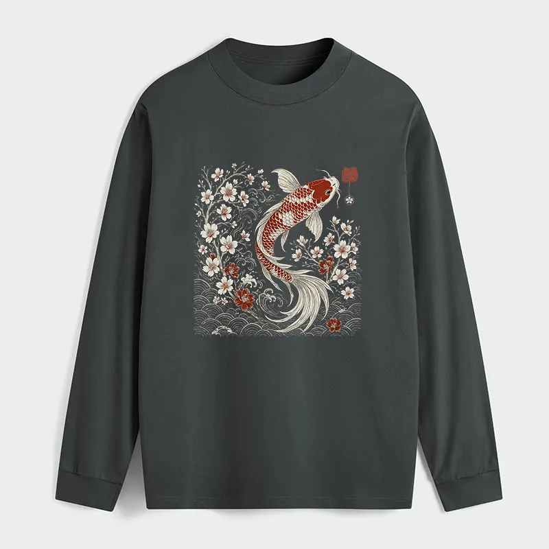 Tokyo-Tiger Vintage Sakura And Koi Classic Long Sleeve T-Shirt