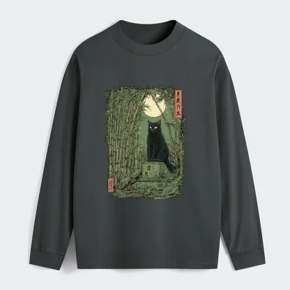 Tokyo-Tiger Black Cat In The Bamboo Forest Classic Long Sleeve T-Shirt