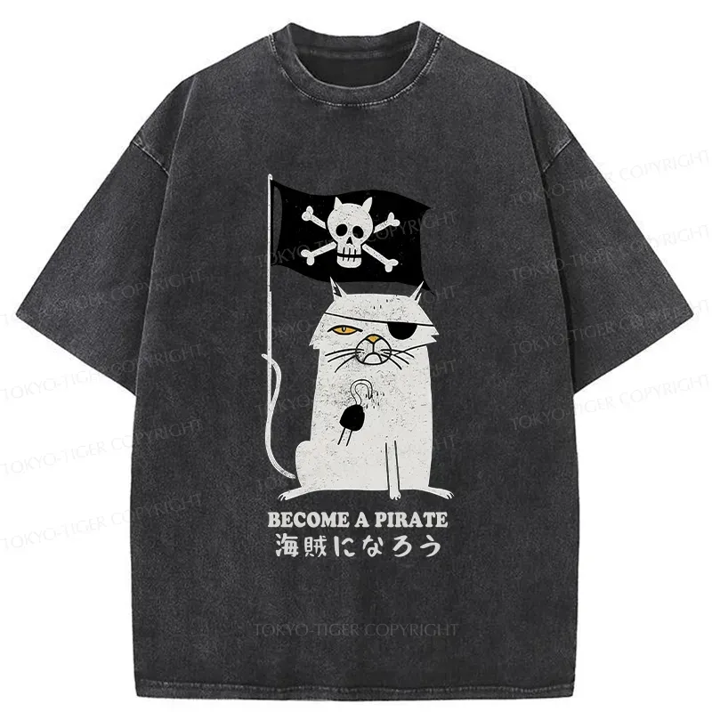 Tokyo-Tiger Pirate Cat Washed T-Shirt