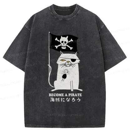Tokyo-Tiger Pirate Cat Washed T-Shirt
