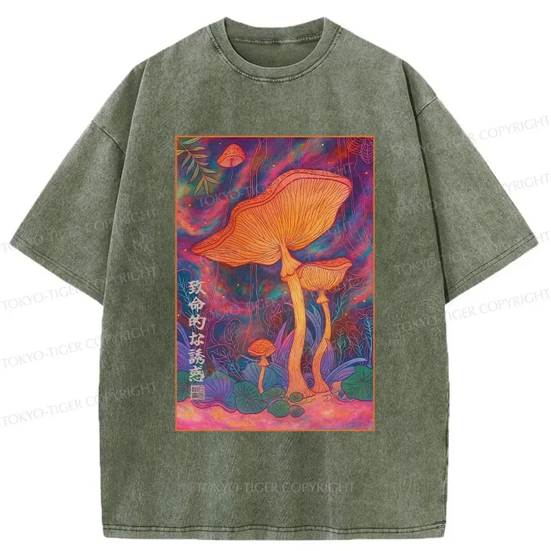 Tokyo-Tiger Magic Mushrooms Washed T-Shirt