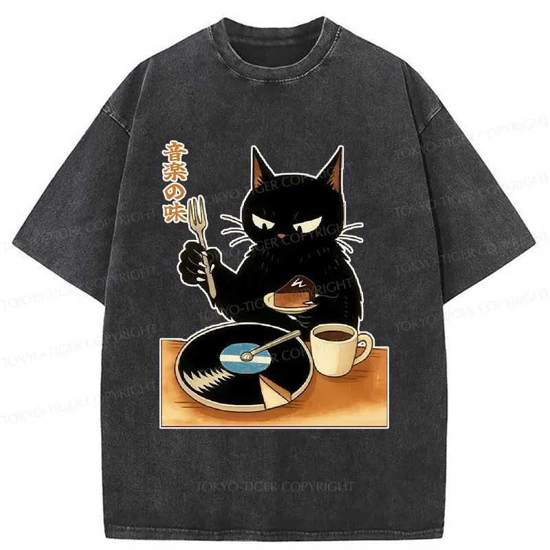 Tokyo-Tiger Cat Cutting A Record Cake Washed T-Shirt