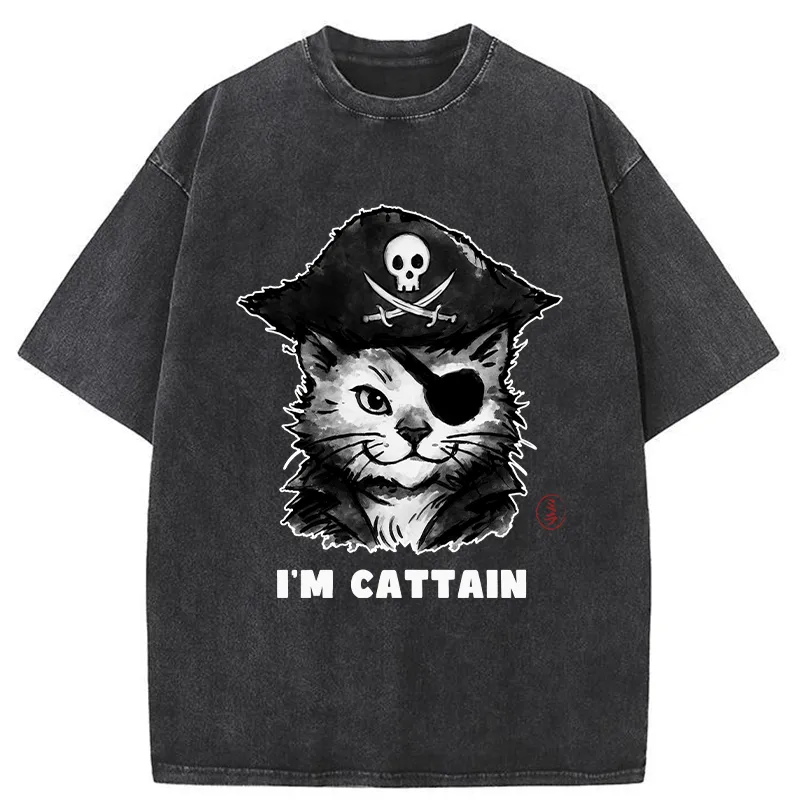 Tokyo-Tiger Pirate Cat Japan Washed T-Shirt