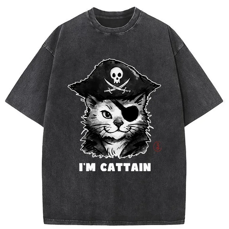 Tokyo-Tiger Pirate Cat Japan Washed T-Shirt