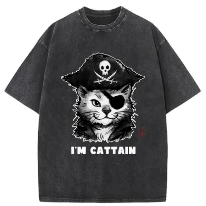 Tokyo-Tiger Pirate Cat Japan Washed T-Shirt