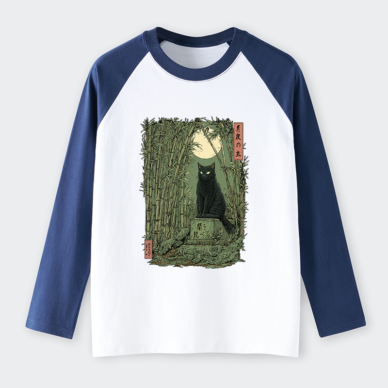 Tokyo-Tiger Black Cat In The Bamboo Forest long sleeve T-shirt