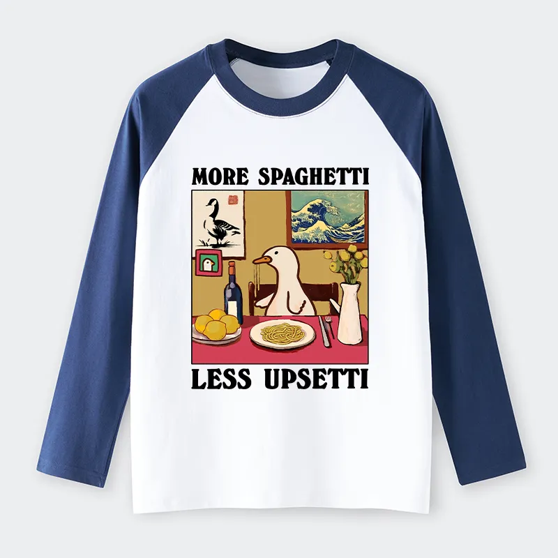 Tokyo-Tiger More Spaghetti Less Upsetti Goose Raglan Long Sleeve T-shirt